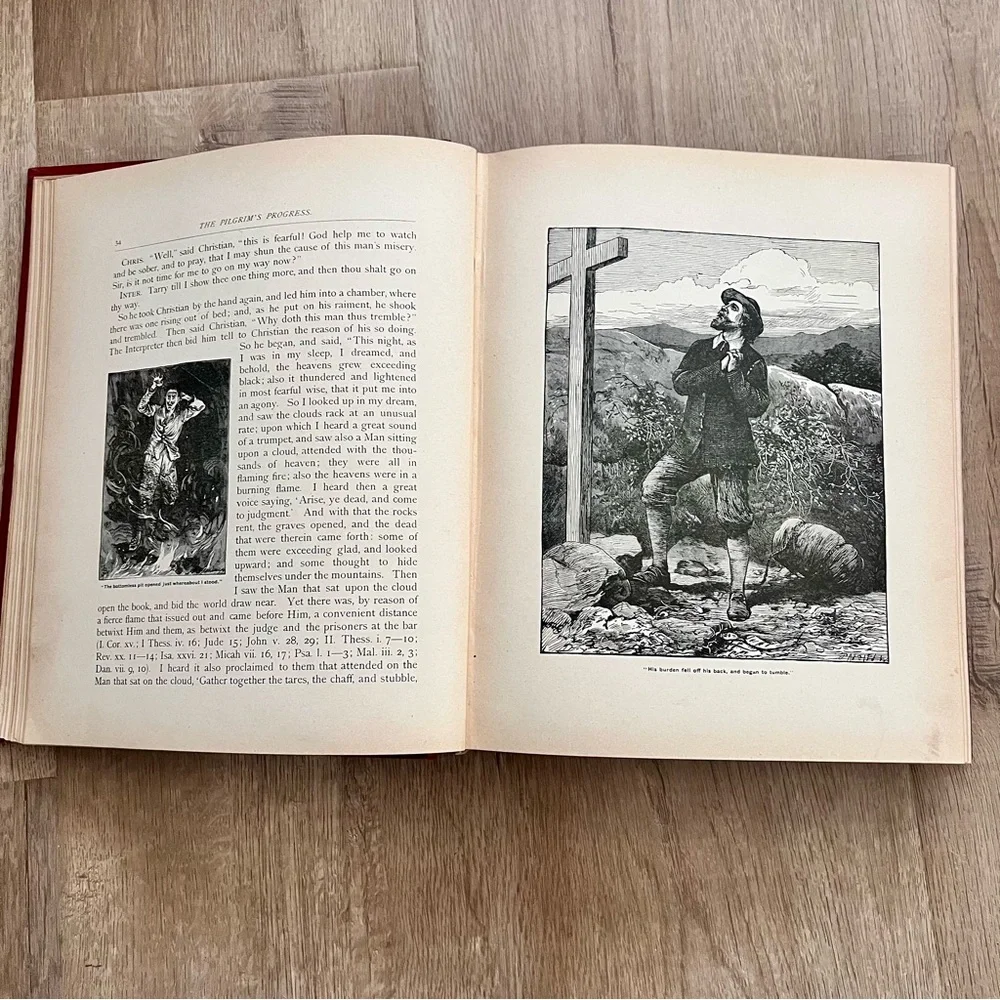 RARE Antique HC Book THE PILGRIM'S PROGRESS JOHN‎ BUNYAN Illustrated F. Barnard